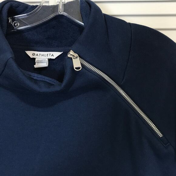 Athleta Blue High Neck Long Sleeve Cozy Pullover Womens Sweatshirt L - Picture 7 of 9
